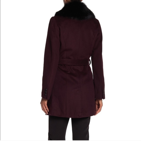 Andrew Marc Wool Genuine Dyed Fox Fur Collar Coat - Picture 3 of 3